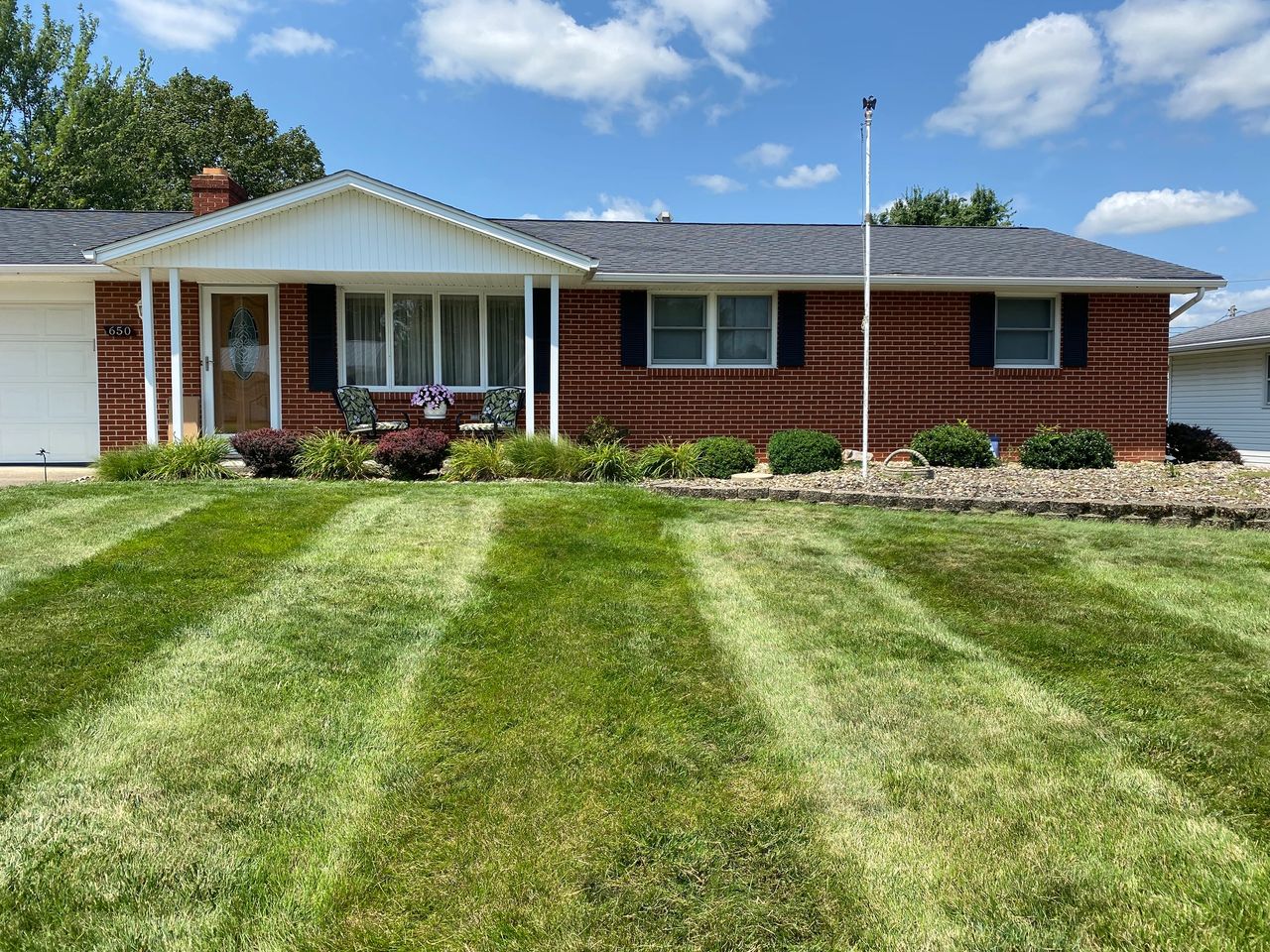 Freshly mowed residential lawn in North Central Ohio